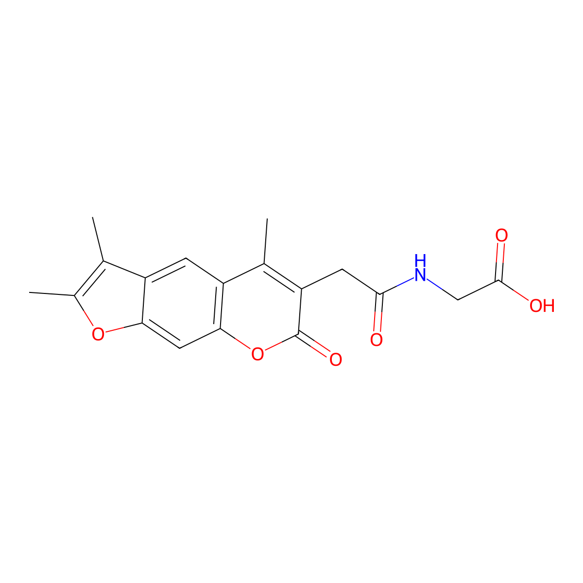 N-[(2,3,5-trimethyl-7-oxo-7H-furo[3,2-g]chromen-6-yl)acetyl]glycine molecular structure, CAS 858748-25-1