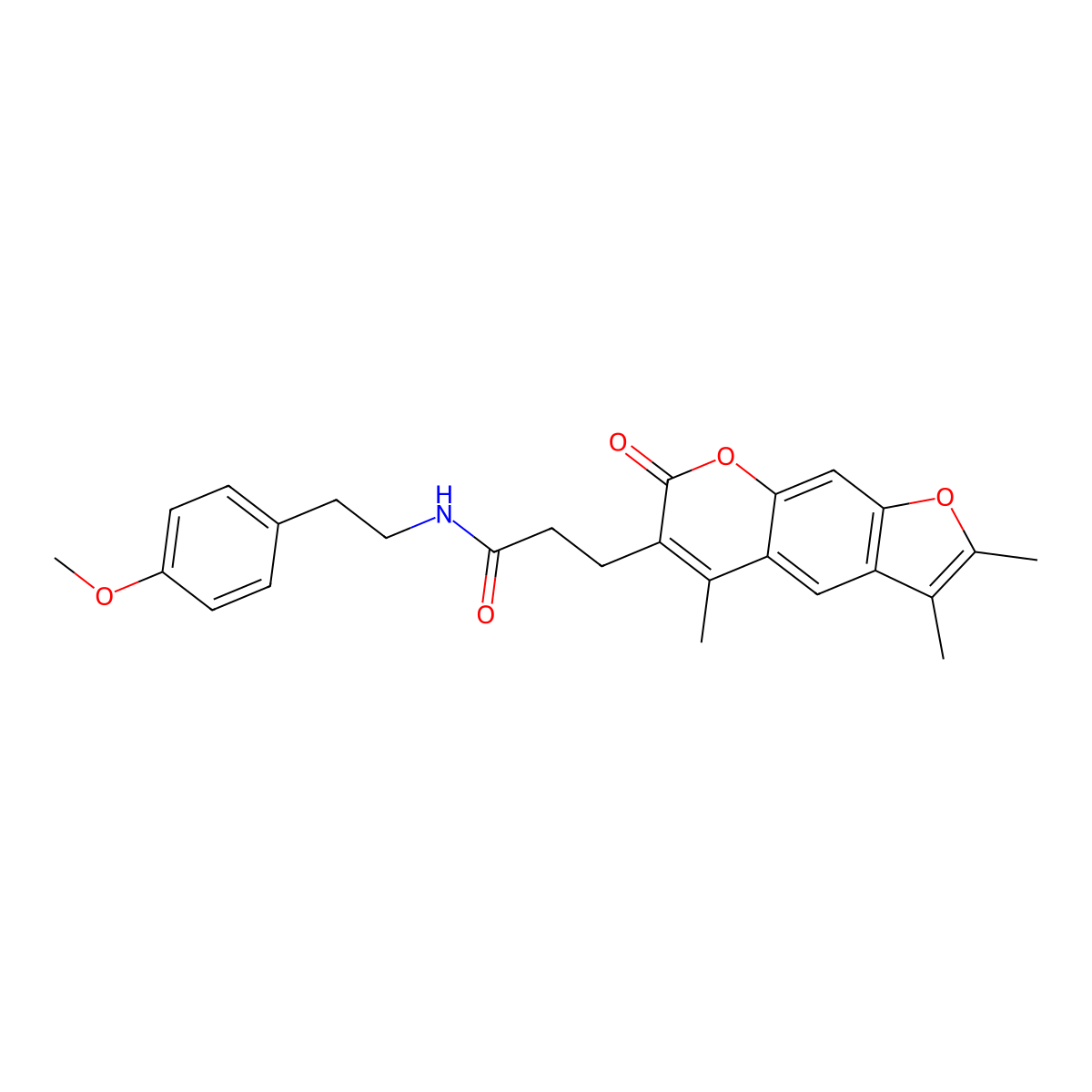 N-[2-(4-methoxyphenyl)ethyl]-3-(2,3,5-trimethyl-7-oxo-7H-furo[3,2-g]chromen-6-yl)propanamide molecular structure, CAS 858748-36-4