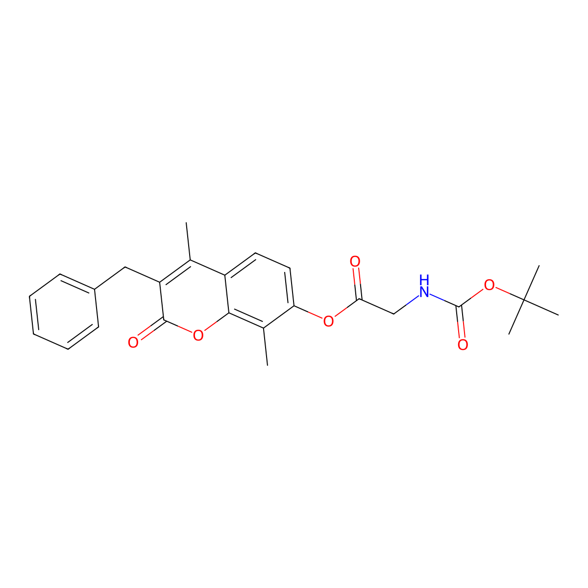 3-benzyl-4,8-dimethyl-2-oxo-2H-chromen-7-yl N-(tert-butoxycarbonyl)glycinate molecular structure, CAS 858748-50-2