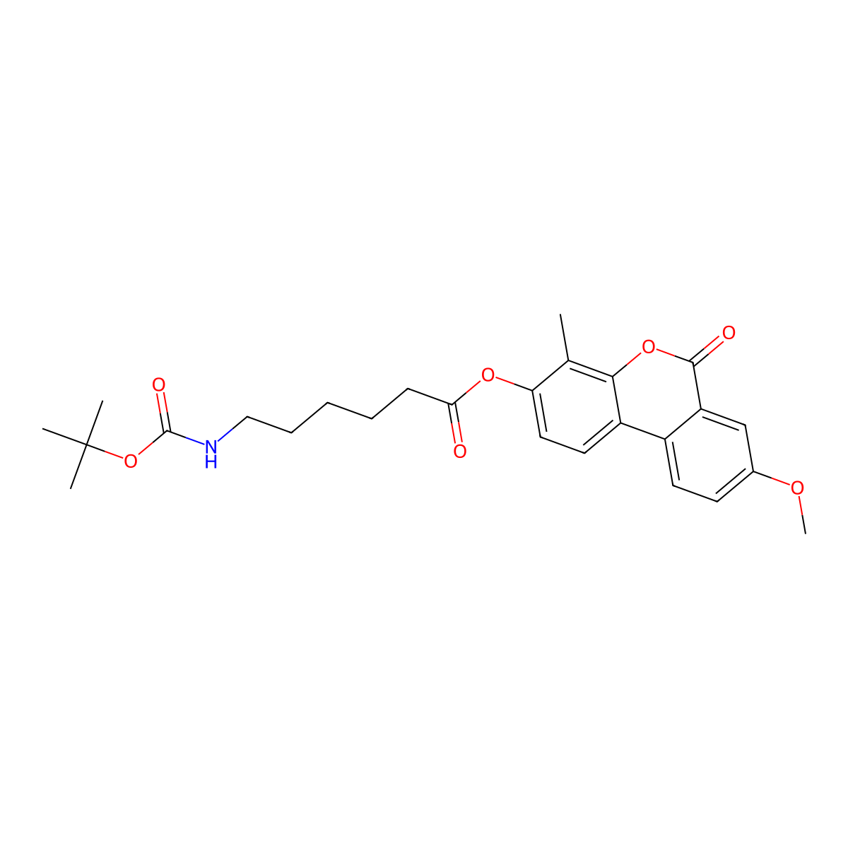 8-methoxy-4-methyl-6-oxo-6H-benzo[c]chromen-3-yl 6-[(tert-butoxycarbonyl)amino]hexanoate molecular structure, CAS 858748-60-4