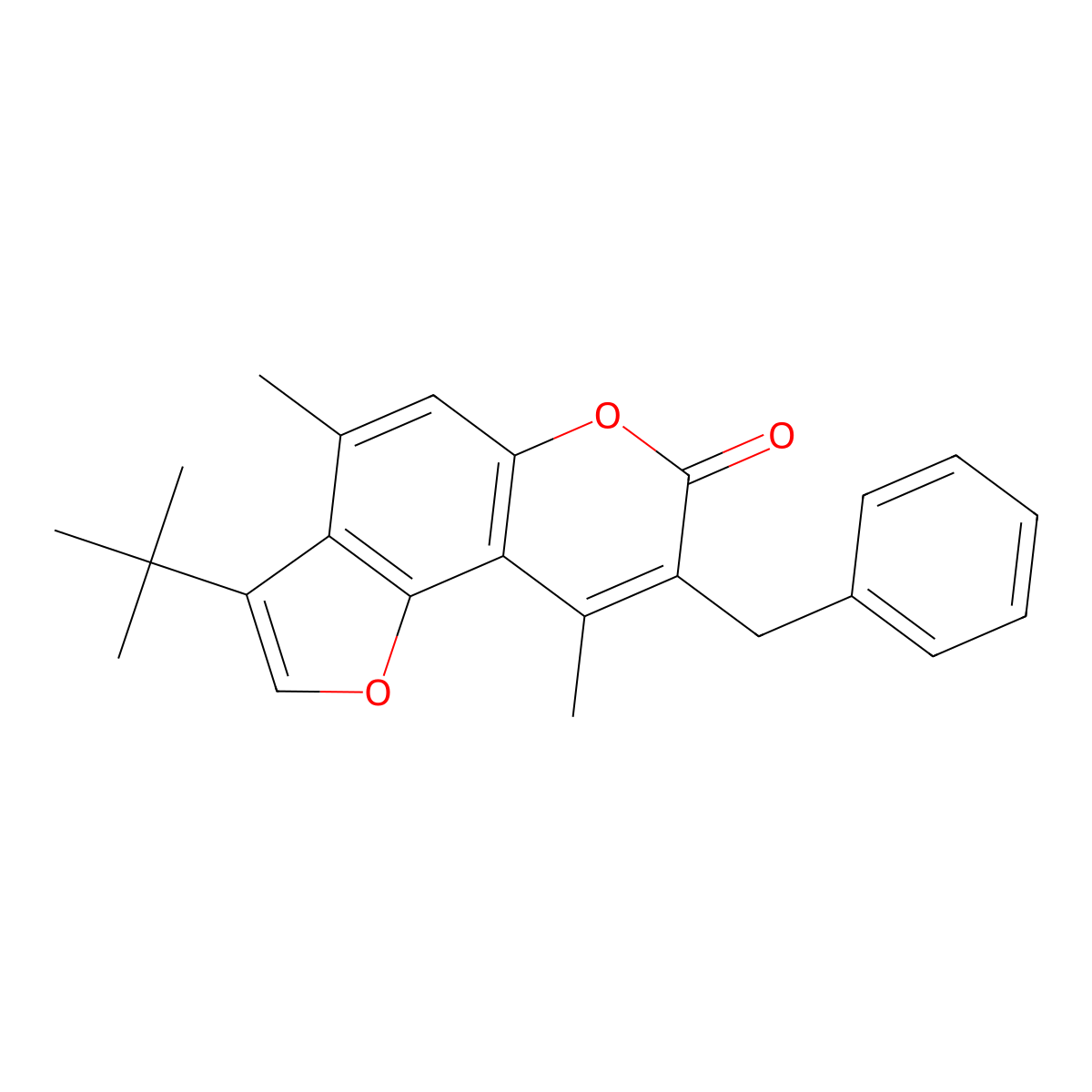 8-benzyl-3-tert-butyl-4,9-dimethyl-7H-furo[2,3-f]chromen-7-one molecular structure, CAS 858748-70-6