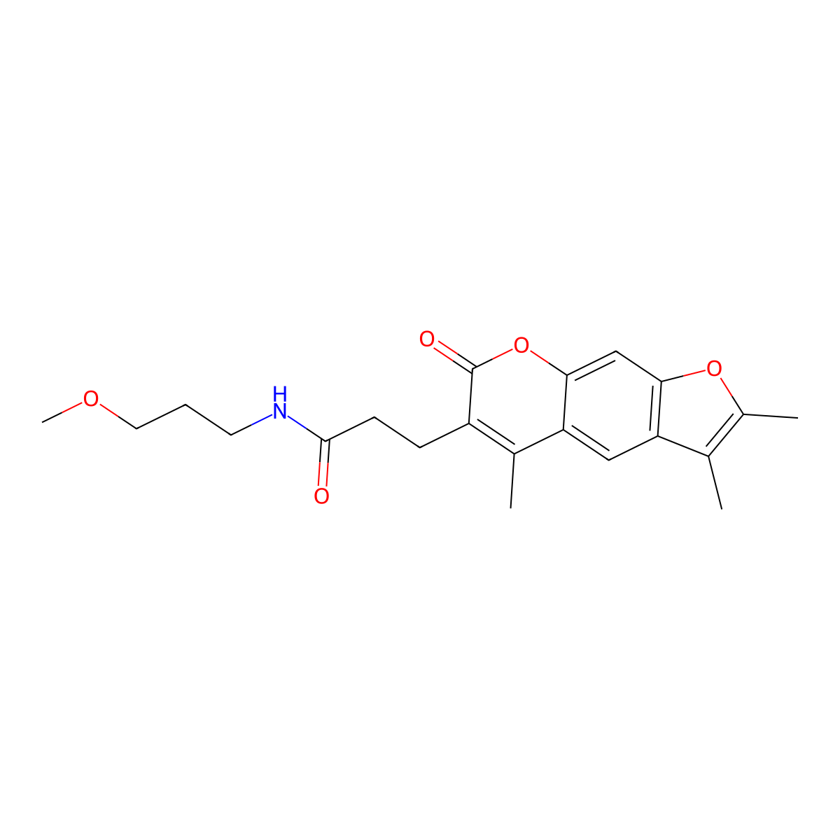 N-(3-methoxypropyl)-3-(2,3,5-trimethyl-7-oxo-7H-furo[3,2-g]chromen-6-yl)propanamide molecular structure, CAS 858748-85-3