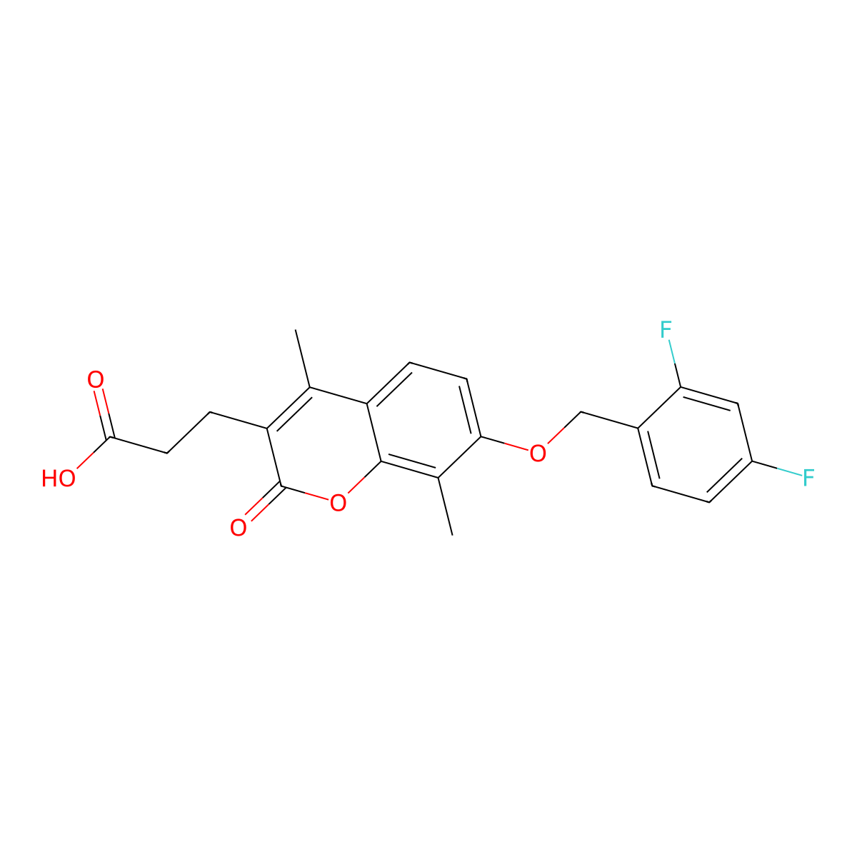 3-{7-[(2,4-difluorobenzyl)oxy]-4,8-dimethyl-2-oxo-2H-chromen-3-yl}propanoic acid molecular structure, CAS 858748-95-5