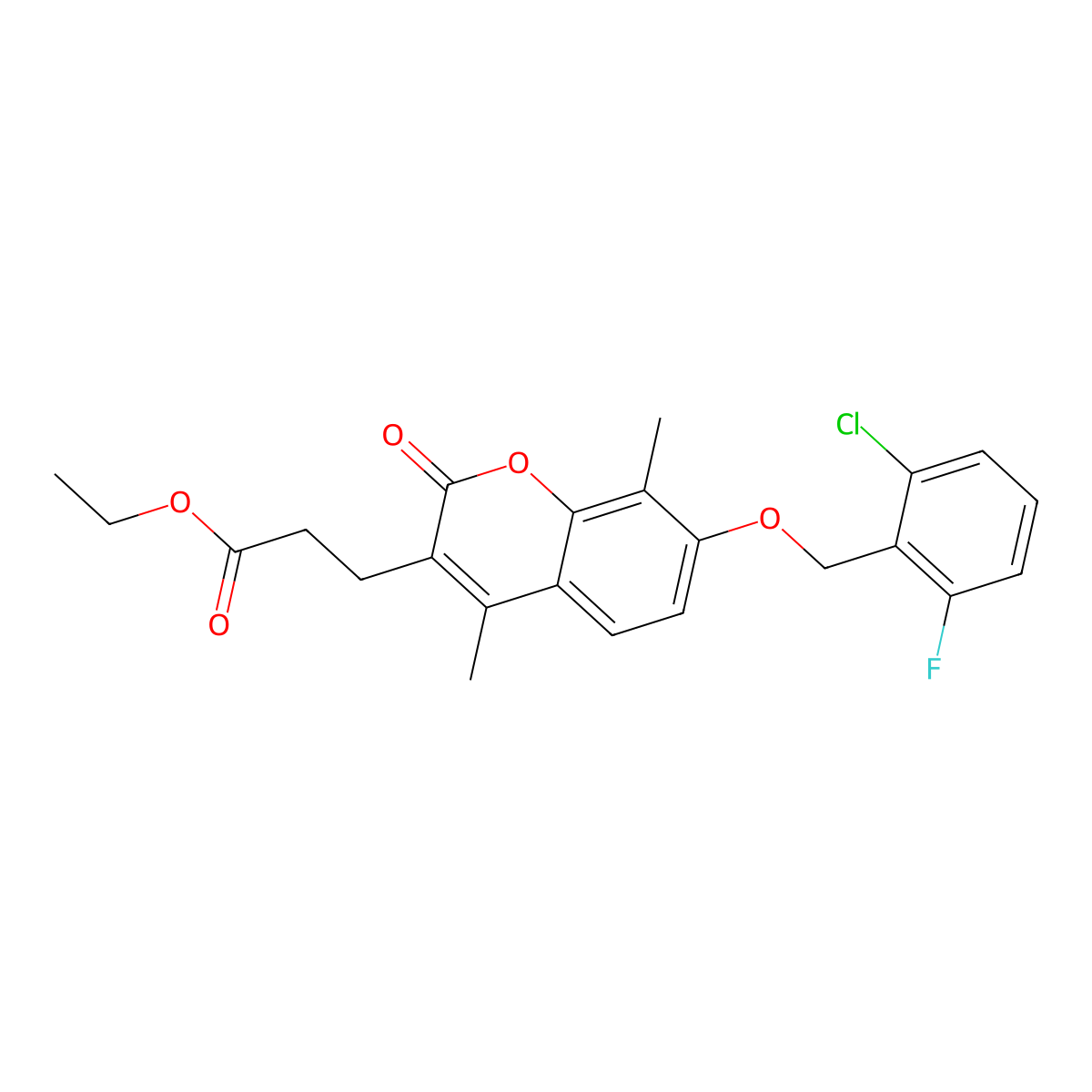 ethyl 3-{7-[(2-chloro-6-fluorobenzyl)oxy]-4,8-dimethyl-2-oxo-2H-chromen-3-yl}propanoate molecular structure, CAS 858749-13-0