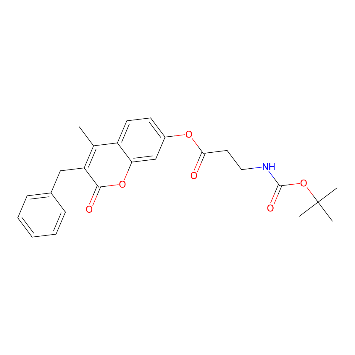 3-benzyl-4-methyl-2-oxo-2H-chromen-7-yl N-(tert-butoxycarbonyl)-beta-alaninate molecular structure, CAS 858749-23-2