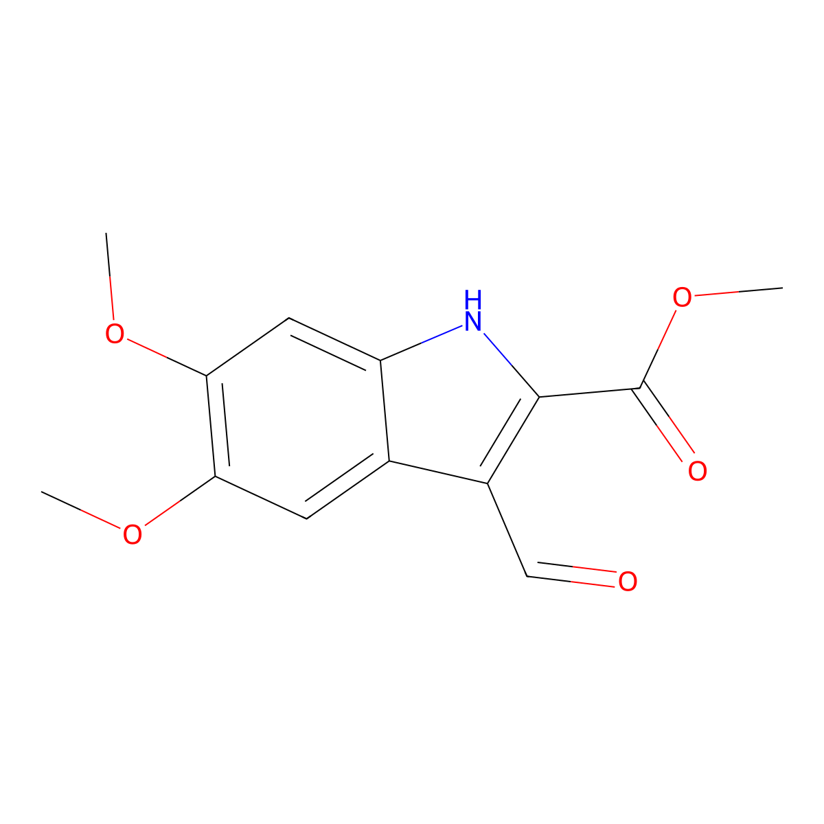 methyl 3-formyl-5,6-dimethoxy-1H-indole-2-carboxylate molecular structure, CAS 858749-33-4
