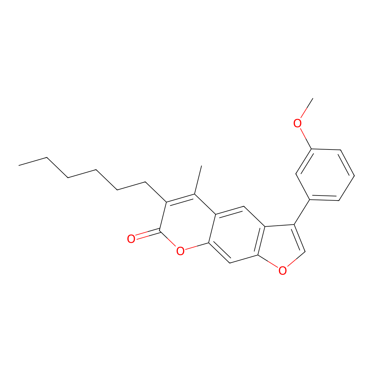 6-hexyl-3-(3-methoxyphenyl)-5-methyl-7H-furo[3,2-g]chromen-7-one molecular structure, CAS 858749-40-3