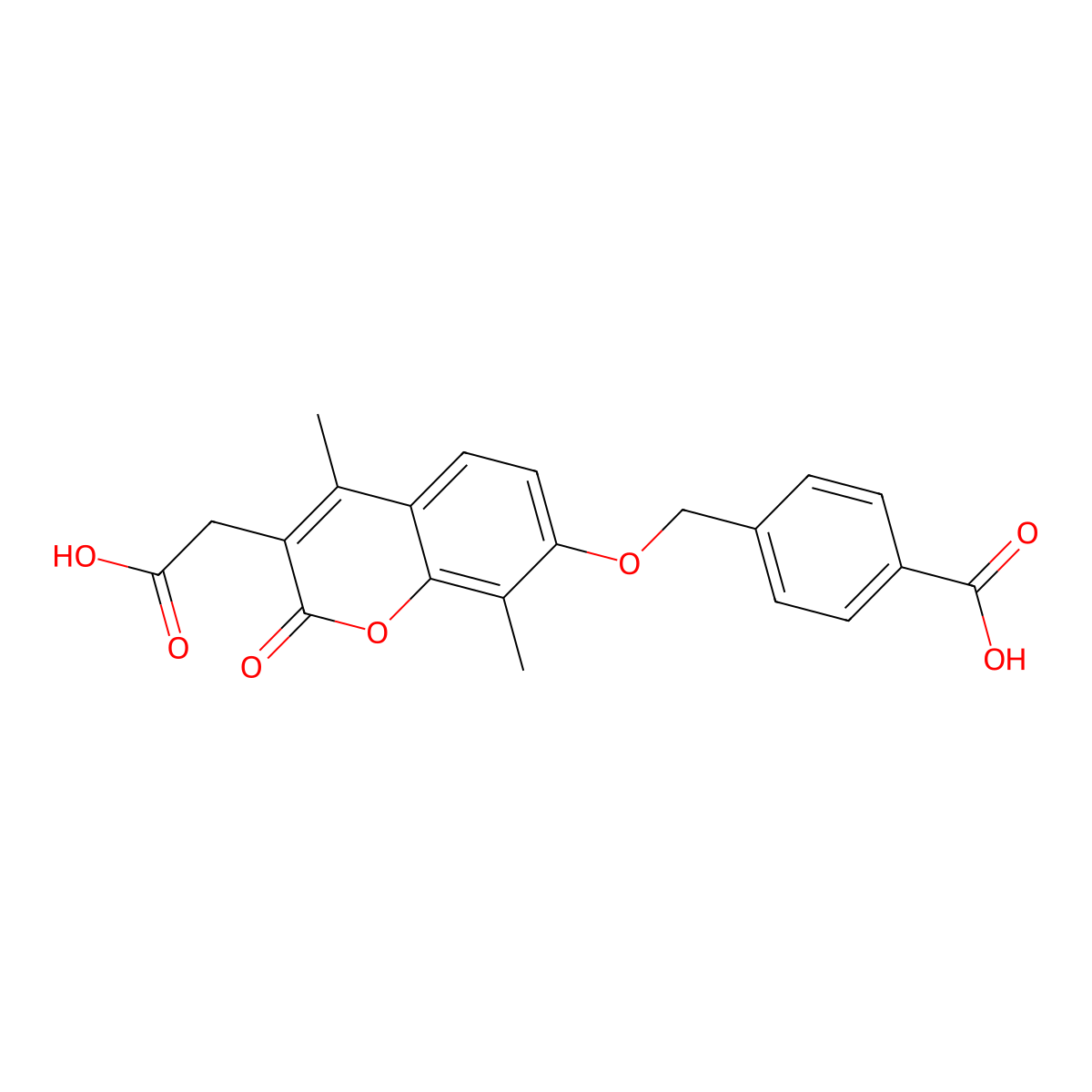 4-({[3-(carboxymethyl)-4,8-dimethyl-2-oxo-2H-chromen-7-yl]oxy}methyl)benzoic acid molecular structure, CAS 858749-41-4