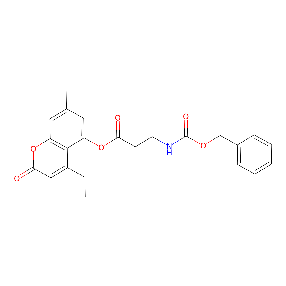 4-ethyl-7-methyl-2-oxo-2H-chromen-5-yl N-[(benzyloxy)carbonyl]-beta-alaninate molecular structure, CAS 858749-57-2