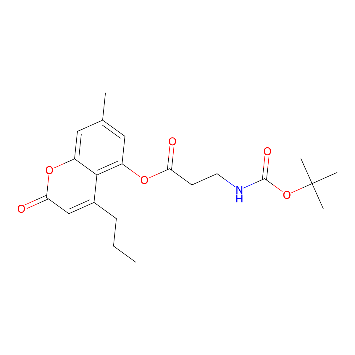 7-methyl-2-oxo-4-propyl-2H-chromen-5-yl N-(tert-butoxycarbonyl)-beta-alaninate molecular structure, CAS 858749-71-0