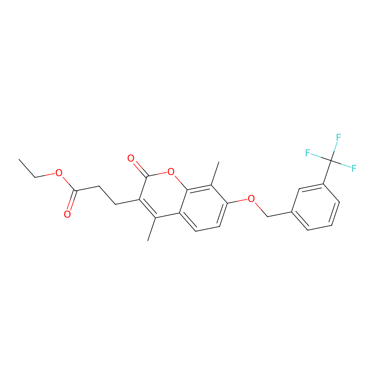 ethyl 3-(4,8-dimethyl-2-oxo-7-{[3-(trifluoromethyl)benzyl]oxy}-2H-chromen-3-yl)propanoate molecular structure, CAS 858749-73-2