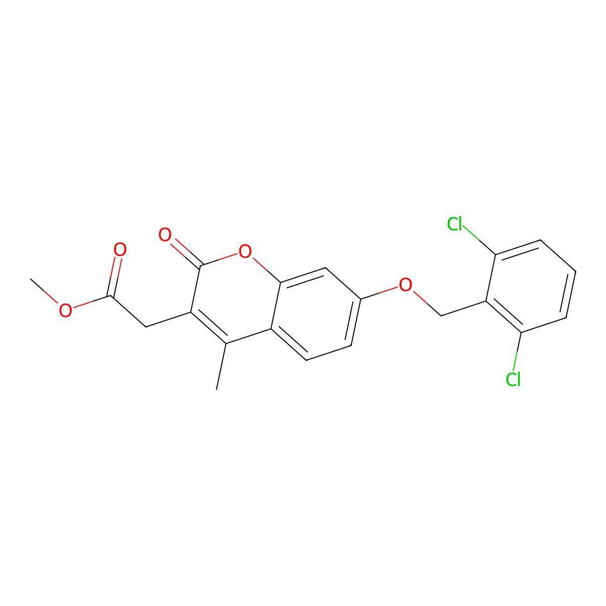 methyl {7-[(2,6-dichlorobenzyl)oxy]-4-methyl-2-oxo-2H-chromen-3-yl}acetate molecular structure, CAS 858749-77-6