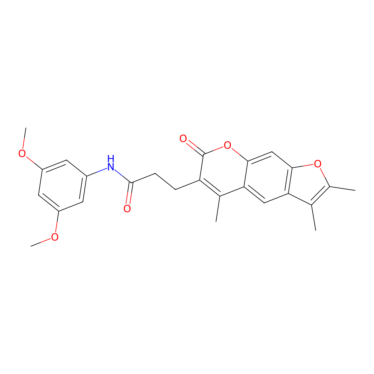 N-(3,5-dimethoxyphenyl)-3-(2,3,5-trimethyl-7-oxo-7H-furo[3,2-g]chromen-6-yl)propanamide molecular structure, CAS 858749-79-8