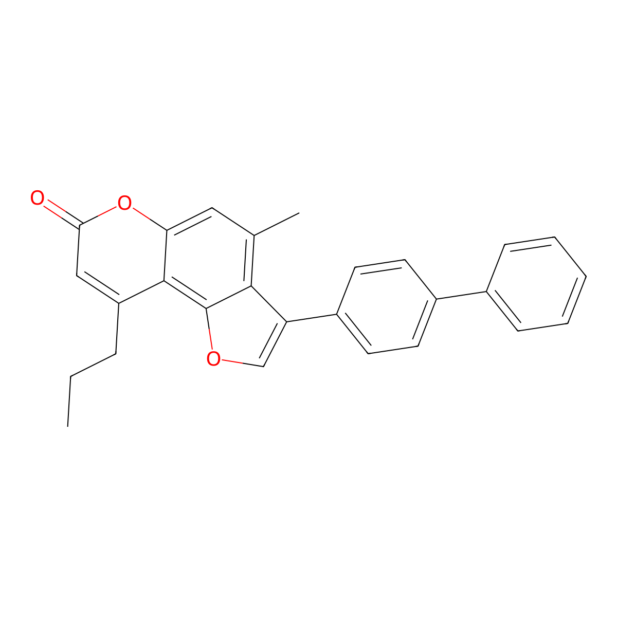 3-(4-biphenylyl)-4-methyl-9-propyl-7H-furo[2,3-f]chromen-7-one molecular structure, CAS 858749-86-7