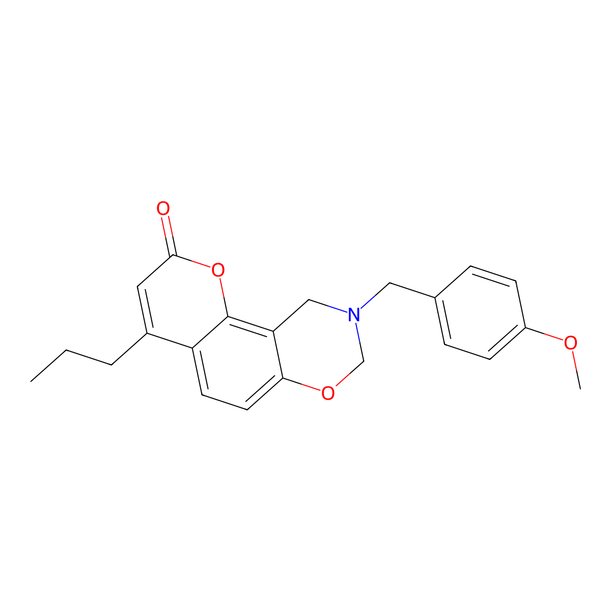 9-(4-methoxybenzyl)-4-propyl-9,10-dihydro-2H,8H-chromeno[8,7-e][1,3]oxazin-2-one molecular structure, CAS 858749-93-6