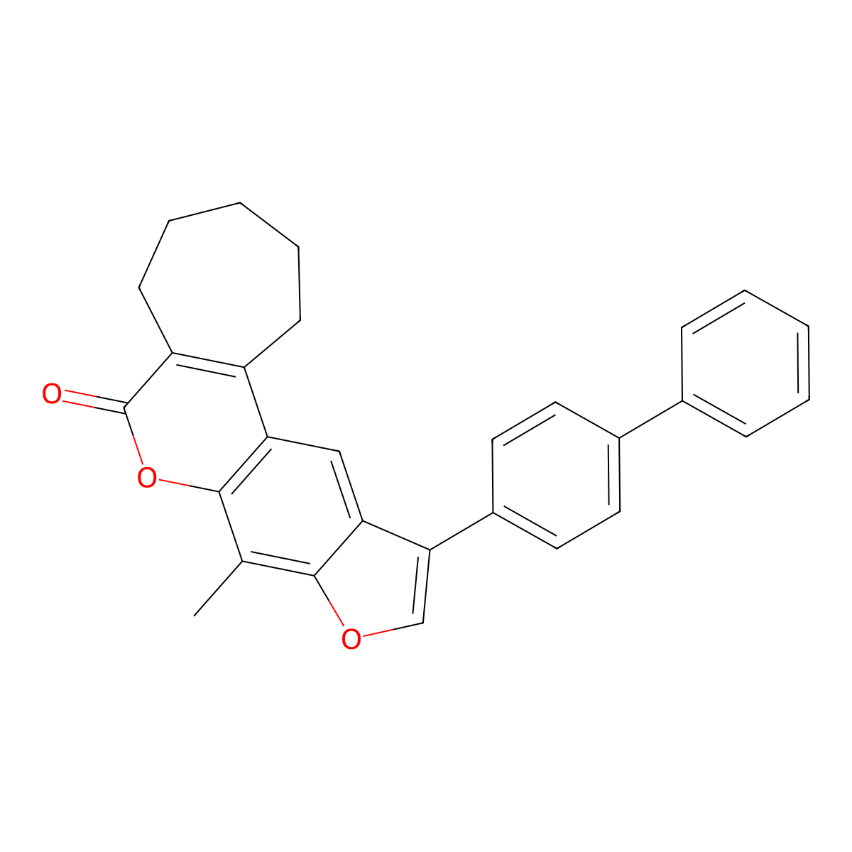 11-(4-biphenylyl)-8-methyl-2,3,4,5-tetrahydrocyclohepta[c]furo[3,2-g]chromen-6(1H)-one molecular structure, CAS 858749-99-2