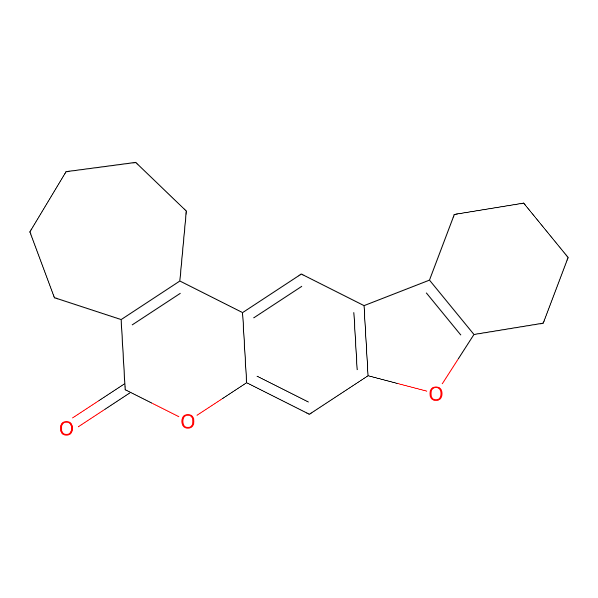 2,3,4,5,10,11,12,13-octahydro[1]benzofuro[3,2-g]cyclohepta[c]chromen-6(1H)-one molecular structure, CAS 858750-09-1
