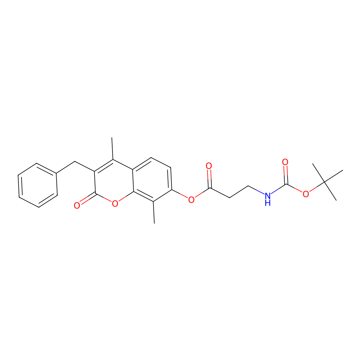 3-benzyl-4,8-dimethyl-2-oxo-2H-chromen-7-yl N-(tert-butoxycarbonyl)-beta-alaninate molecular structure, CAS 858750-18-2