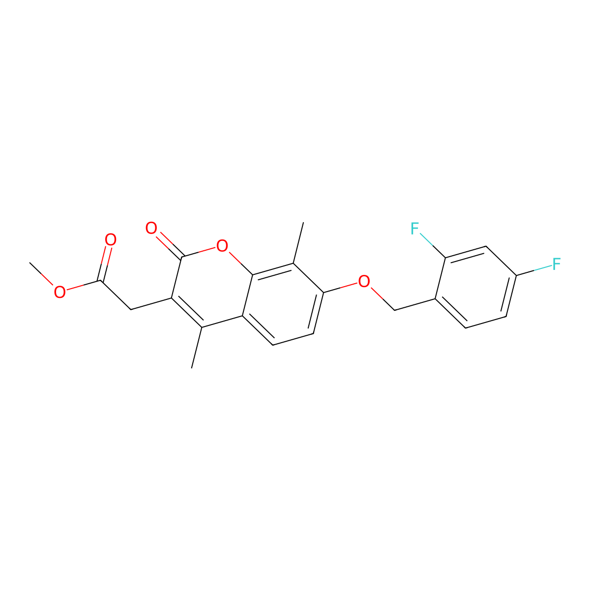 methyl {7-[(2,4-difluorobenzyl)oxy]-4,8-dimethyl-2-oxo-2H-chromen-3-yl}acetate molecular structure, CAS 858750-35-3