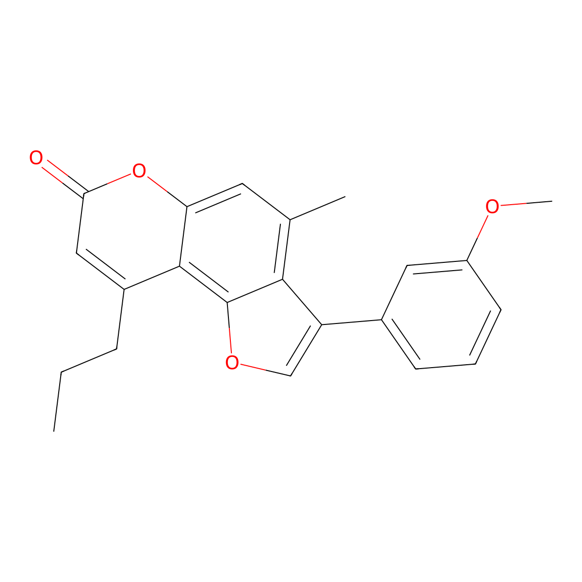 3-(3-methoxyphenyl)-4-methyl-9-propyl-7H-furo[2,3-f]chromen-7-one molecular structure, CAS 858750-36-4