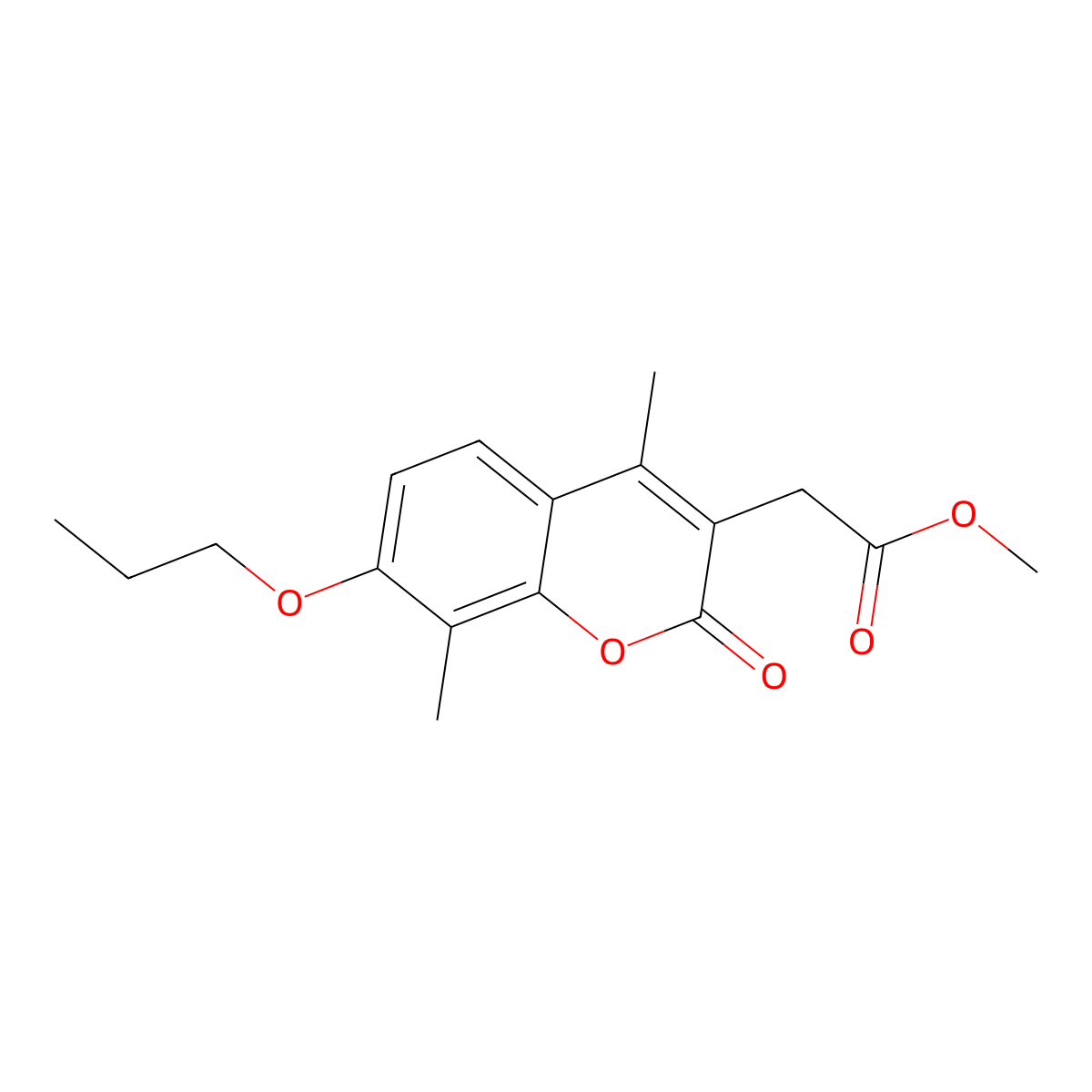 methyl (4,8-dimethyl-2-oxo-7-propoxy-2H-chromen-3-yl)acetate molecular structure, CAS 858750-37-5