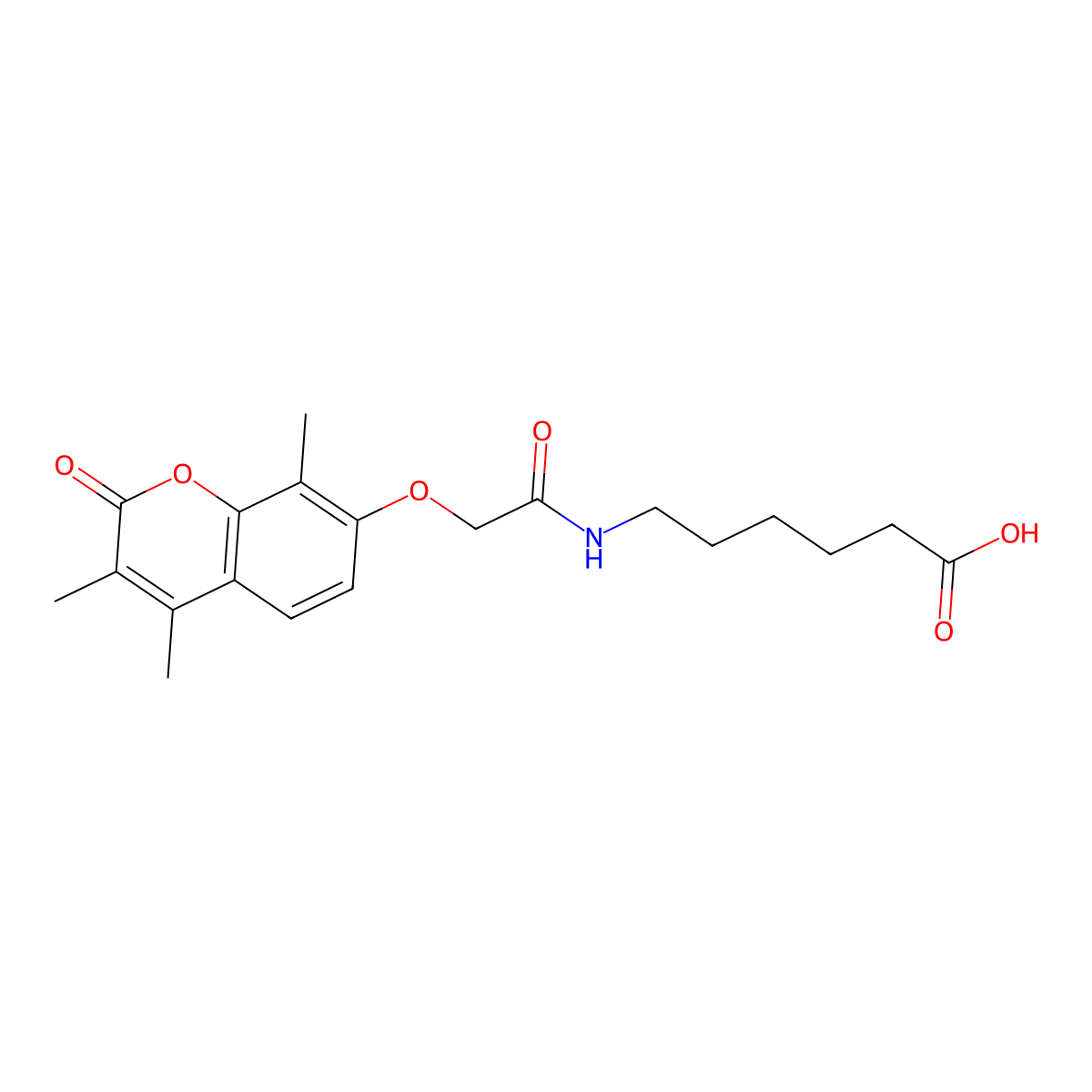 6-({[(3,4,8-trimethyl-2-oxo-2H-chromen-7-yl)oxy]acetyl}amino)hexanoic acid molecular structure, CAS 858750-38-6