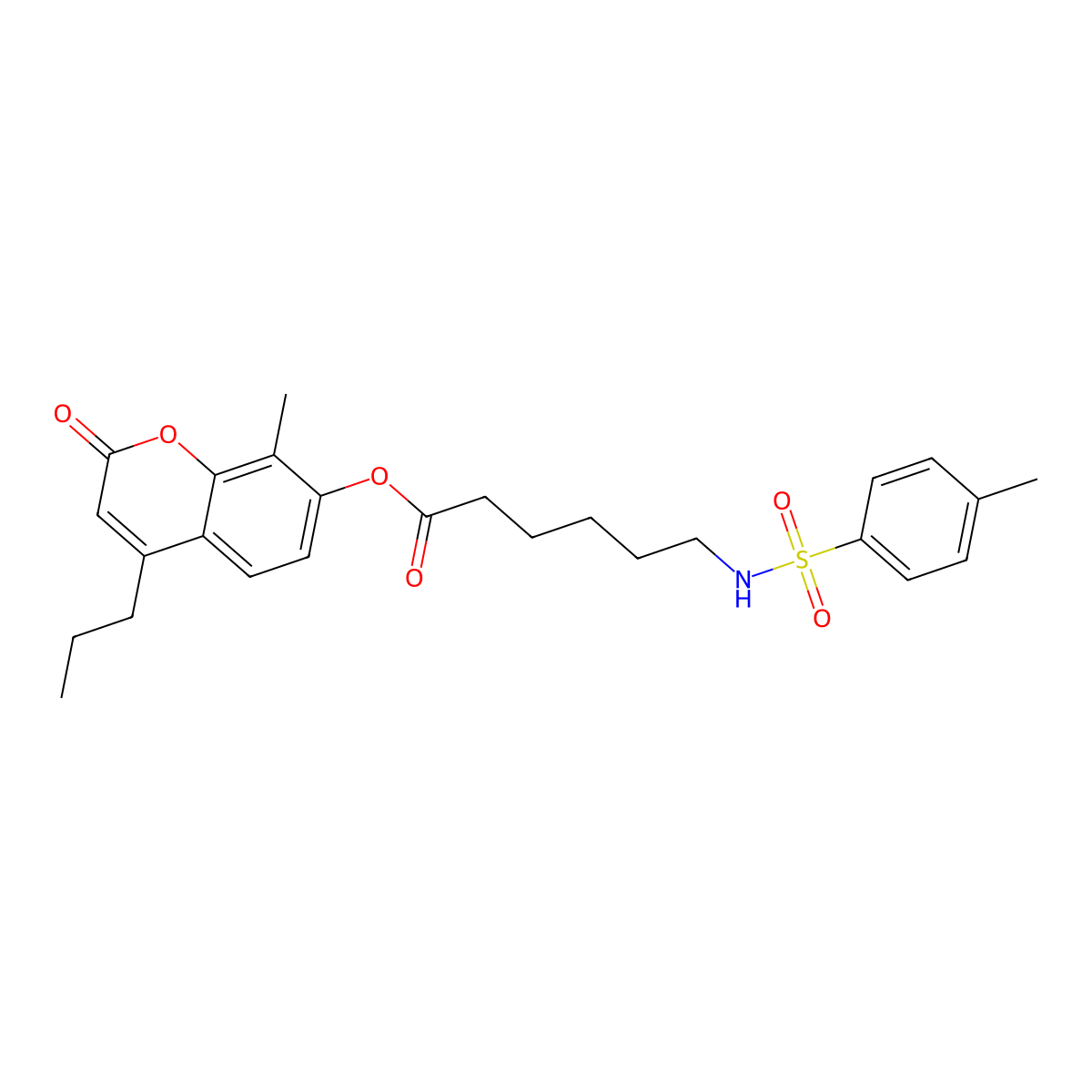 8-methyl-2-oxo-4-propyl-2H-chromen-7-yl 6-{[(4-methylphenyl)sulfonyl]amino}hexanoate molecular structure, CAS 858750-39-7