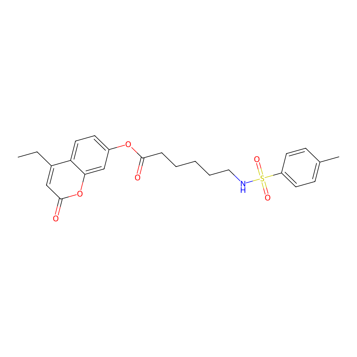 4-ethyl-2-oxo-2H-chromen-7-yl 6-{[(4-methylphenyl)sulfonyl]amino}hexanoate molecular structure, CAS 858750-42-2