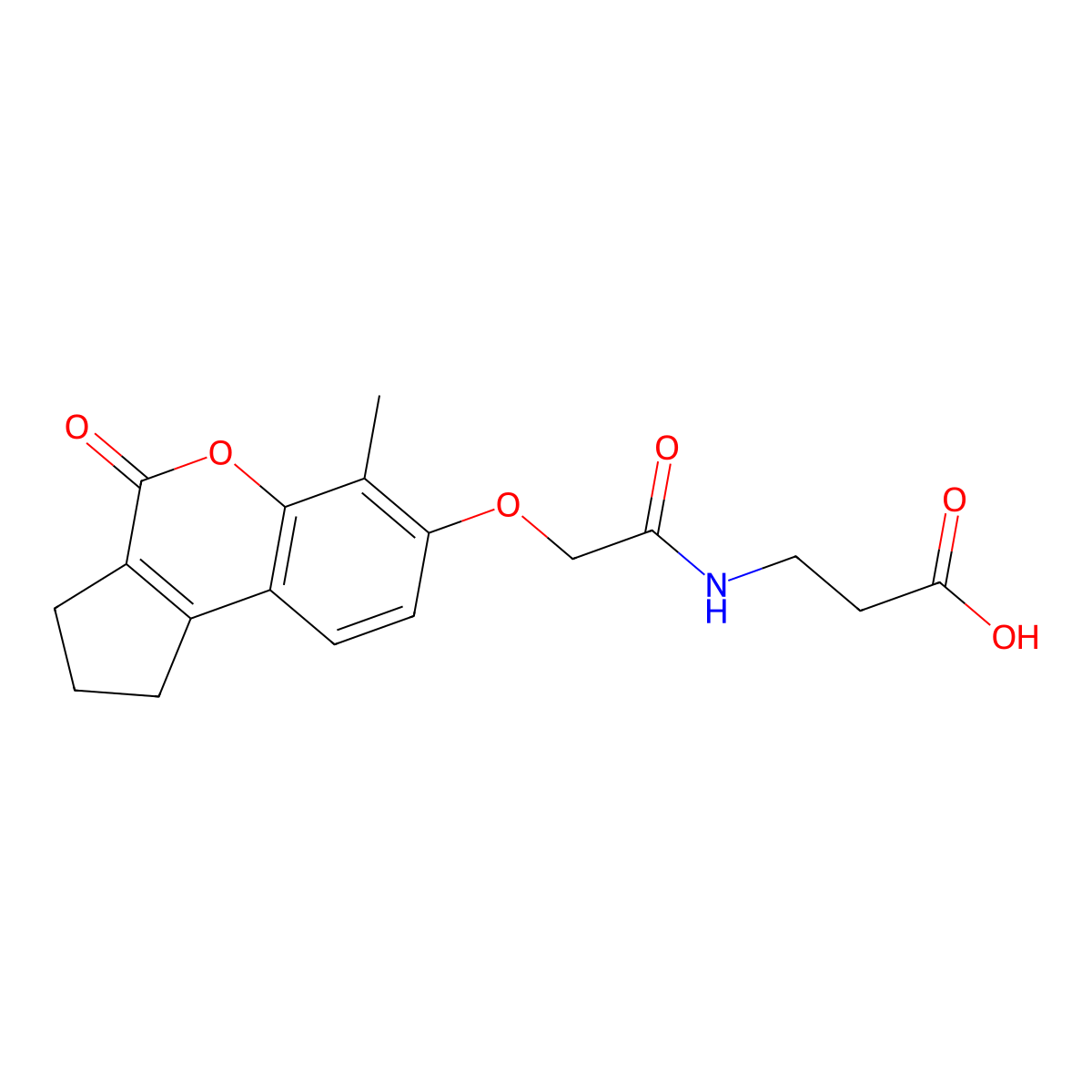 N-{[(6-methyl-4-oxo-1,2,3,4-tetrahydrocyclopenta[c]chromen-7-yl)oxy]acetyl}-beta-alanine molecular structure, CAS 858750-44-4