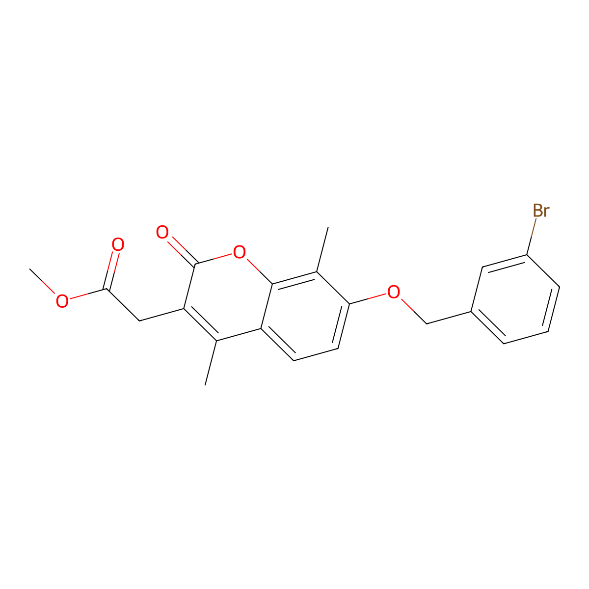 methyl {7-[(3-bromobenzyl)oxy]-4,8-dimethyl-2-oxo-2H-chromen-3-yl}acetate molecular structure, CAS 858750-56-8