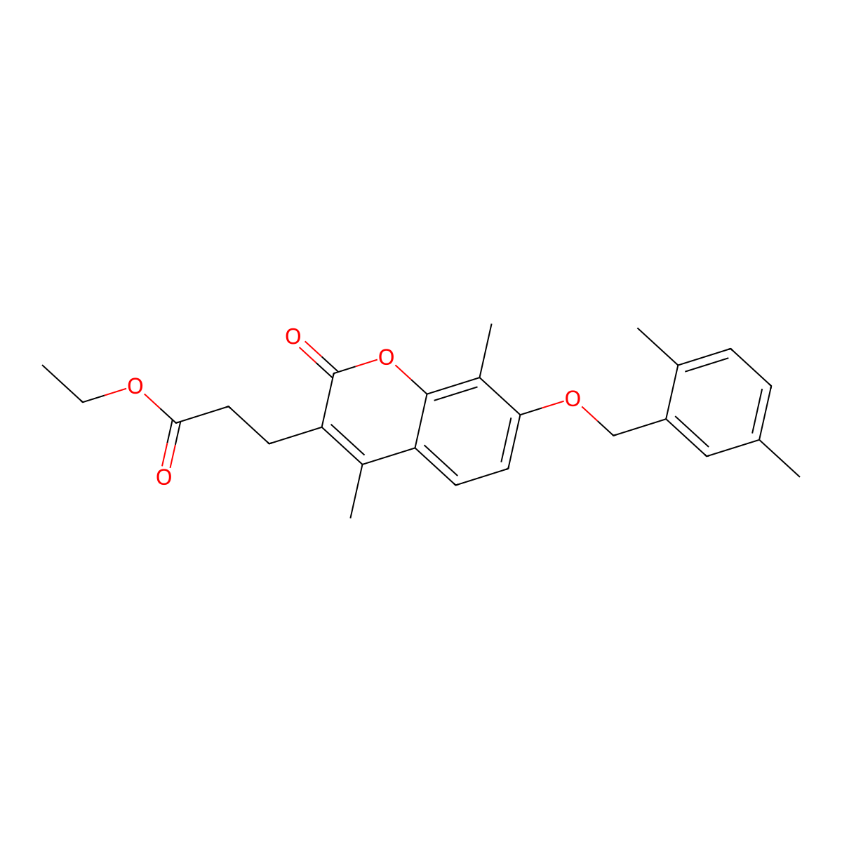 ethyl 3-{7-[(2,5-dimethylbenzyl)oxy]-4,8-dimethyl-2-oxo-2H-chromen-3-yl}propanoate molecular structure, CAS 858750-65-9