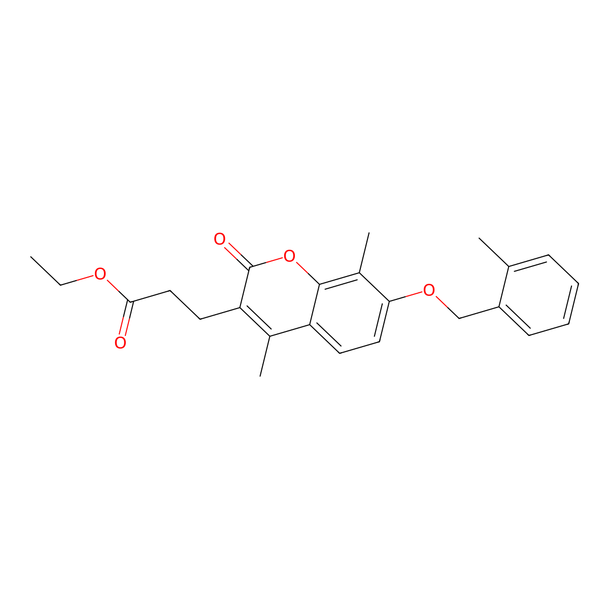 ethyl 3-{4,8-dimethyl-7-[(2-methylbenzyl)oxy]-2-oxo-2H-chromen-3-yl}propanoate molecular structure, CAS 858750-75-1