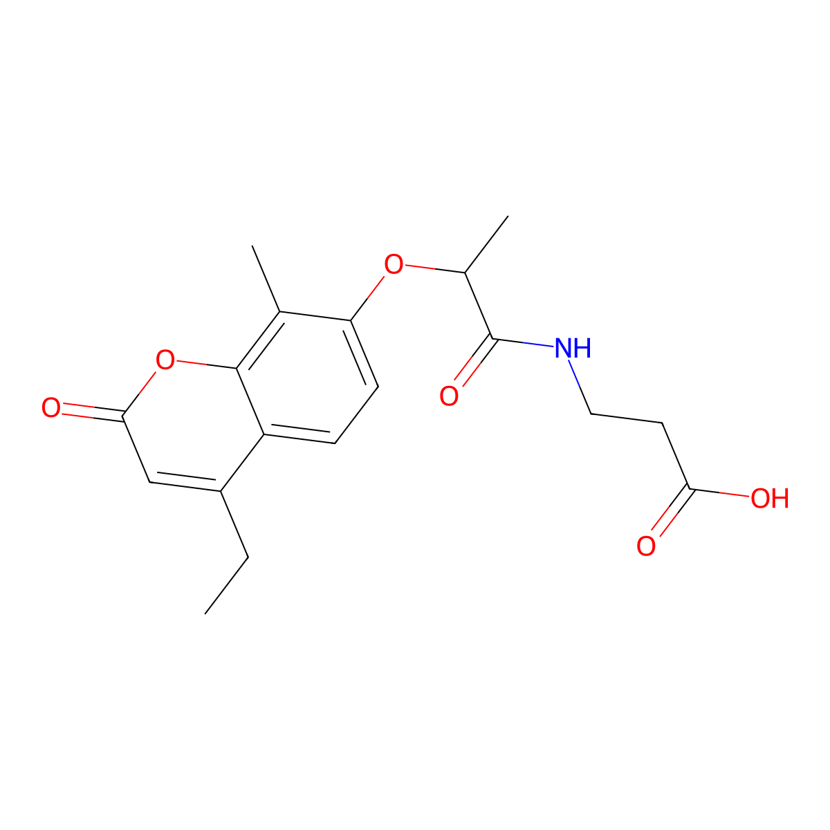 3-(2-((4-ethyl-8-methyl-2-oxo-2H-chromen-7-yl)oxy)propanamido)propanoic acid molecular structure, CAS 858750-93-3