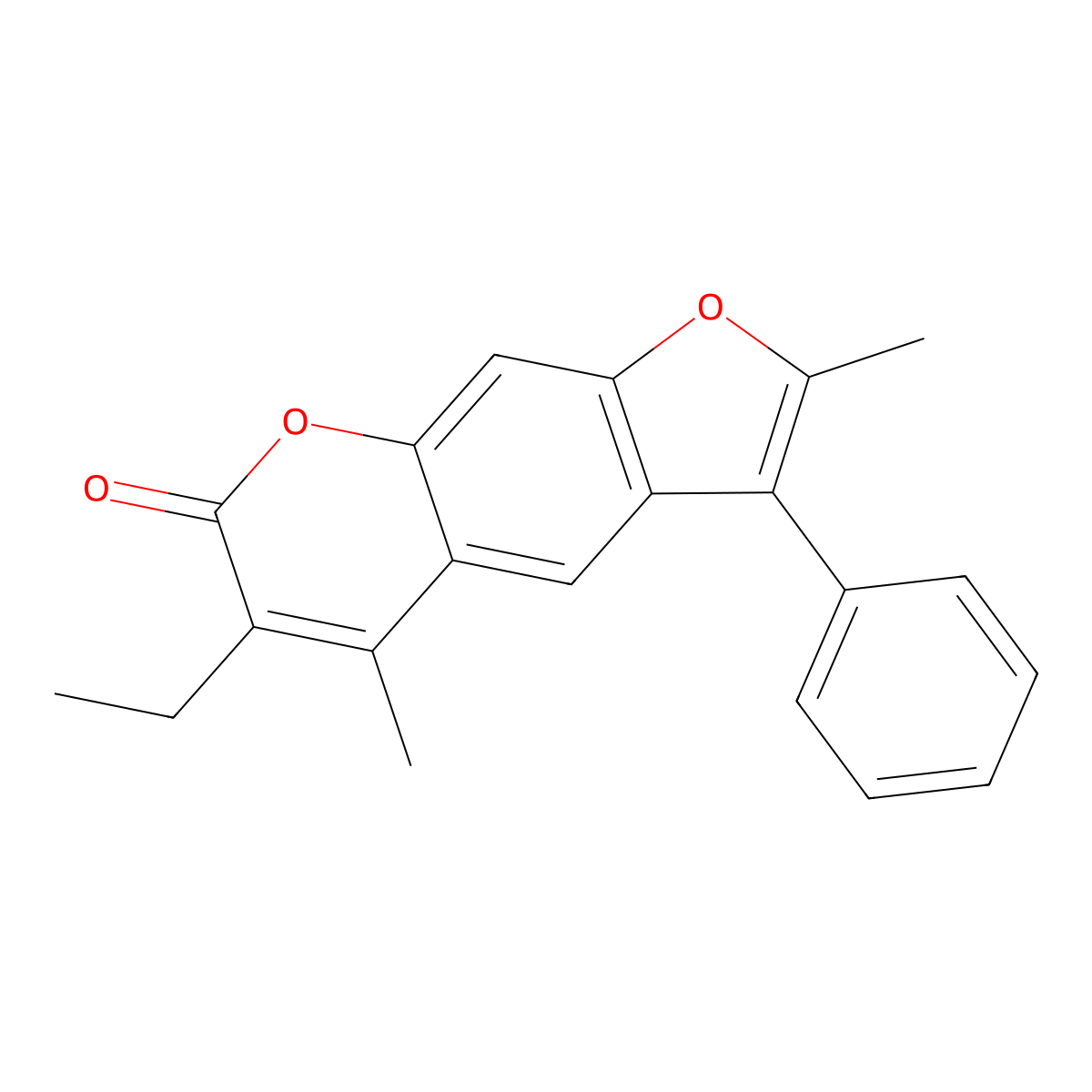 6-ethyl-2,5-dimethyl-3-phenyl-7H-furo[3,2-g]chromen-7-one molecular structure, CAS 858750-97-7