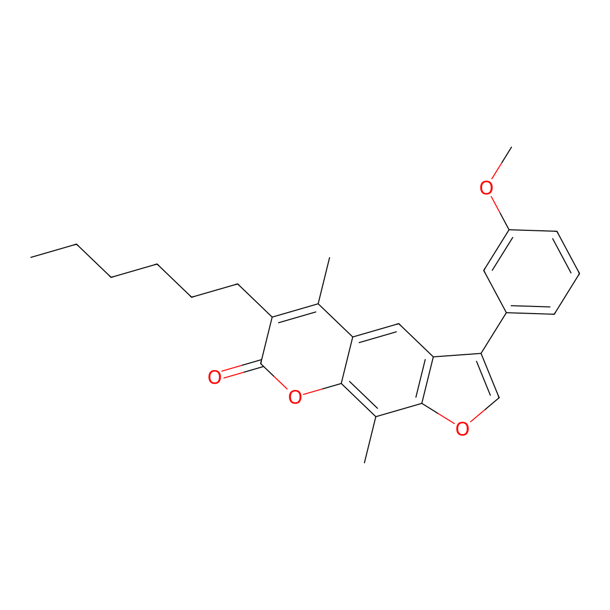 6-hexyl-3-(3-methoxyphenyl)-5,9-dimethyl-7H-furo[3,2-g]chromen-7-one molecular structure, CAS 858751-07-2