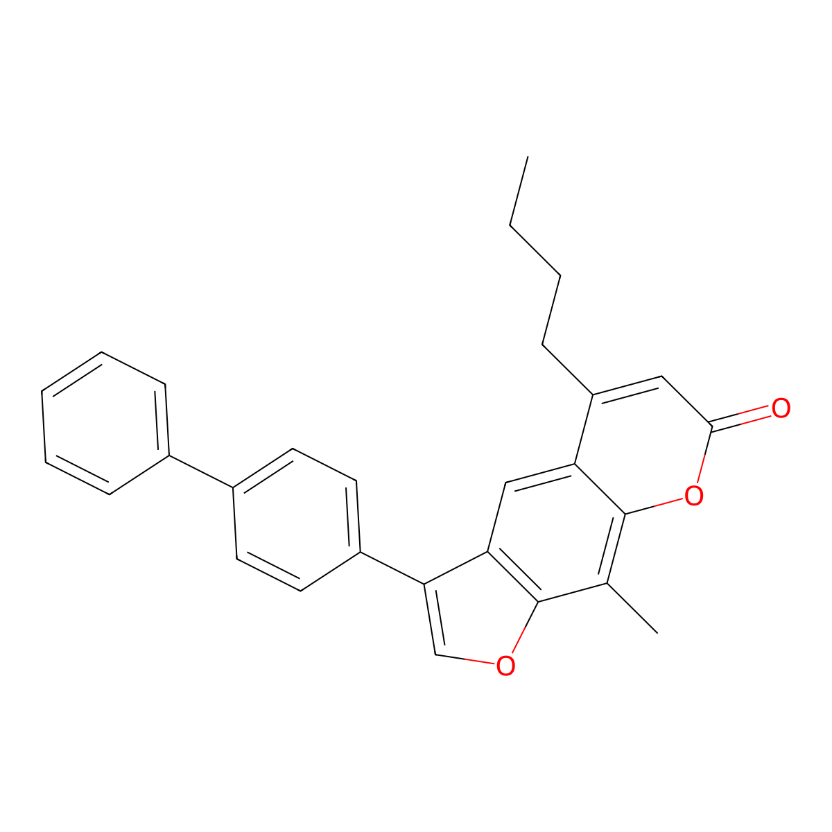 3-(4-biphenylyl)-5-butyl-9-methyl-7H-furo[3,2-g]chromen-7-one molecular structure, CAS 858751-10-7