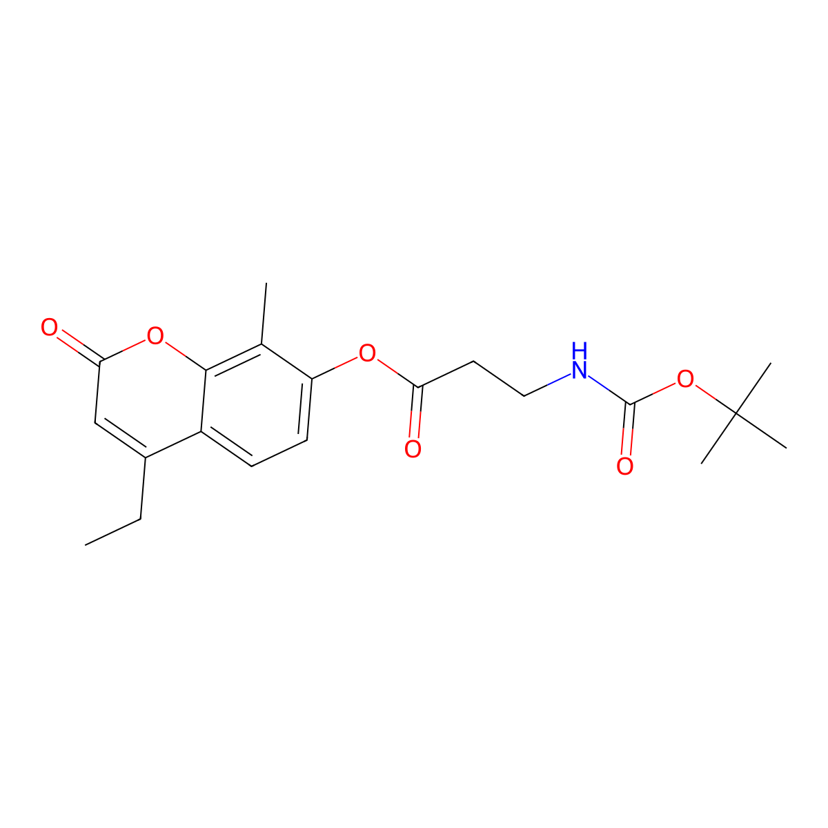 4-ethyl-8-methyl-2-oxo-2H-chromen-7-yl N-(tert-butoxycarbonyl)-beta-alaninate molecular structure, CAS 858751-11-8