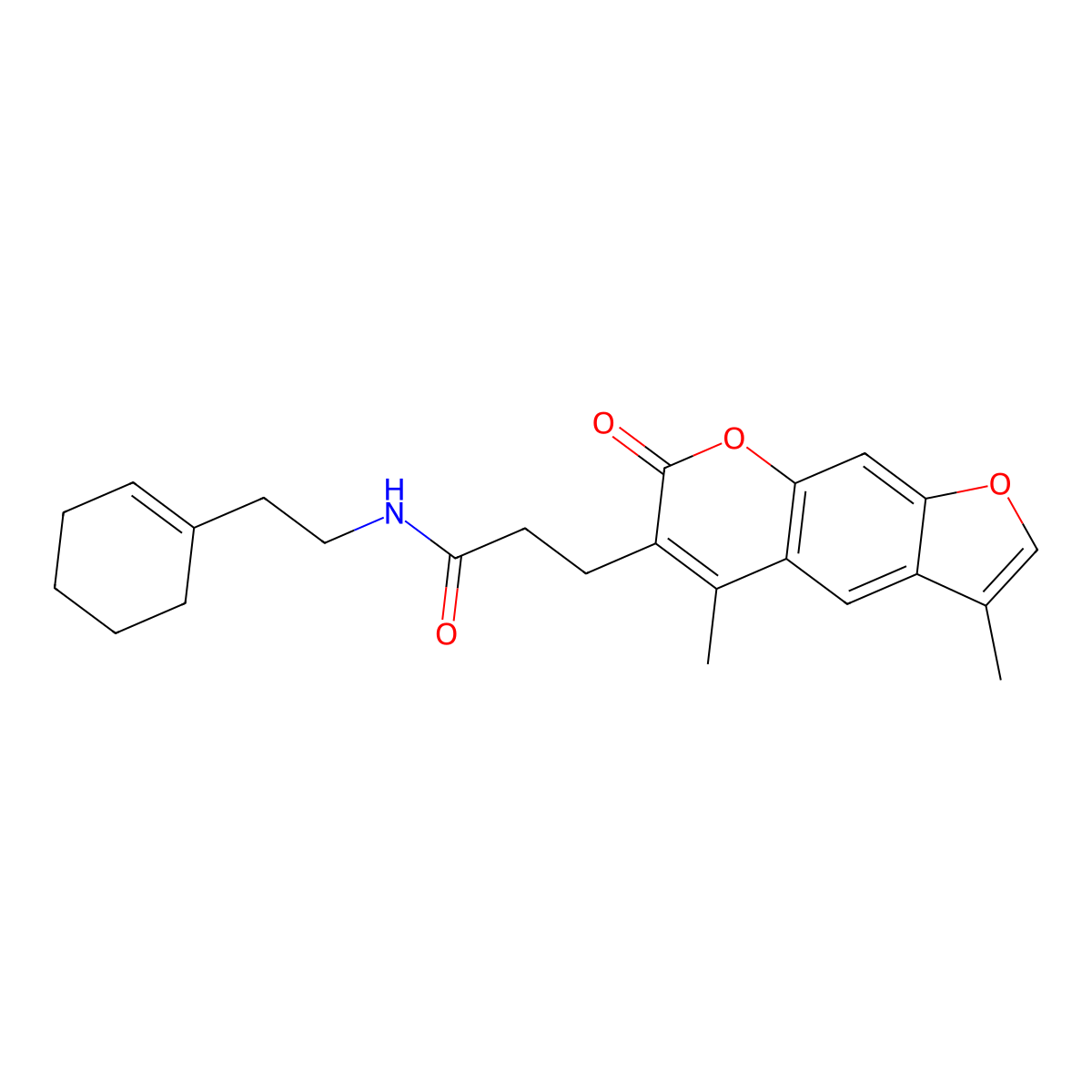 N-(2-cyclohex-1-en-1-ylethyl)-3-(3,5-dimethyl-7-oxo-7H-furo[3,2-g]chromen-6-yl)propanamide molecular structure, CAS 858751-29-8