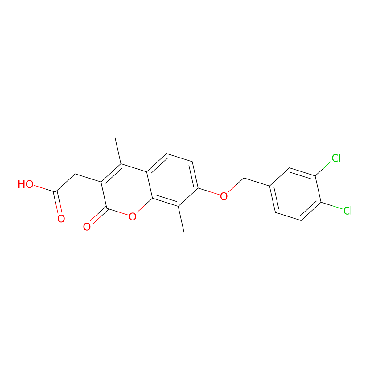 2-[7-[(3,4-Dichlorophenyl)methoxy]-4,8-dimethyl-2-oxochromen-3-yl]acetic acid molecular structure, CAS 858751-36-7