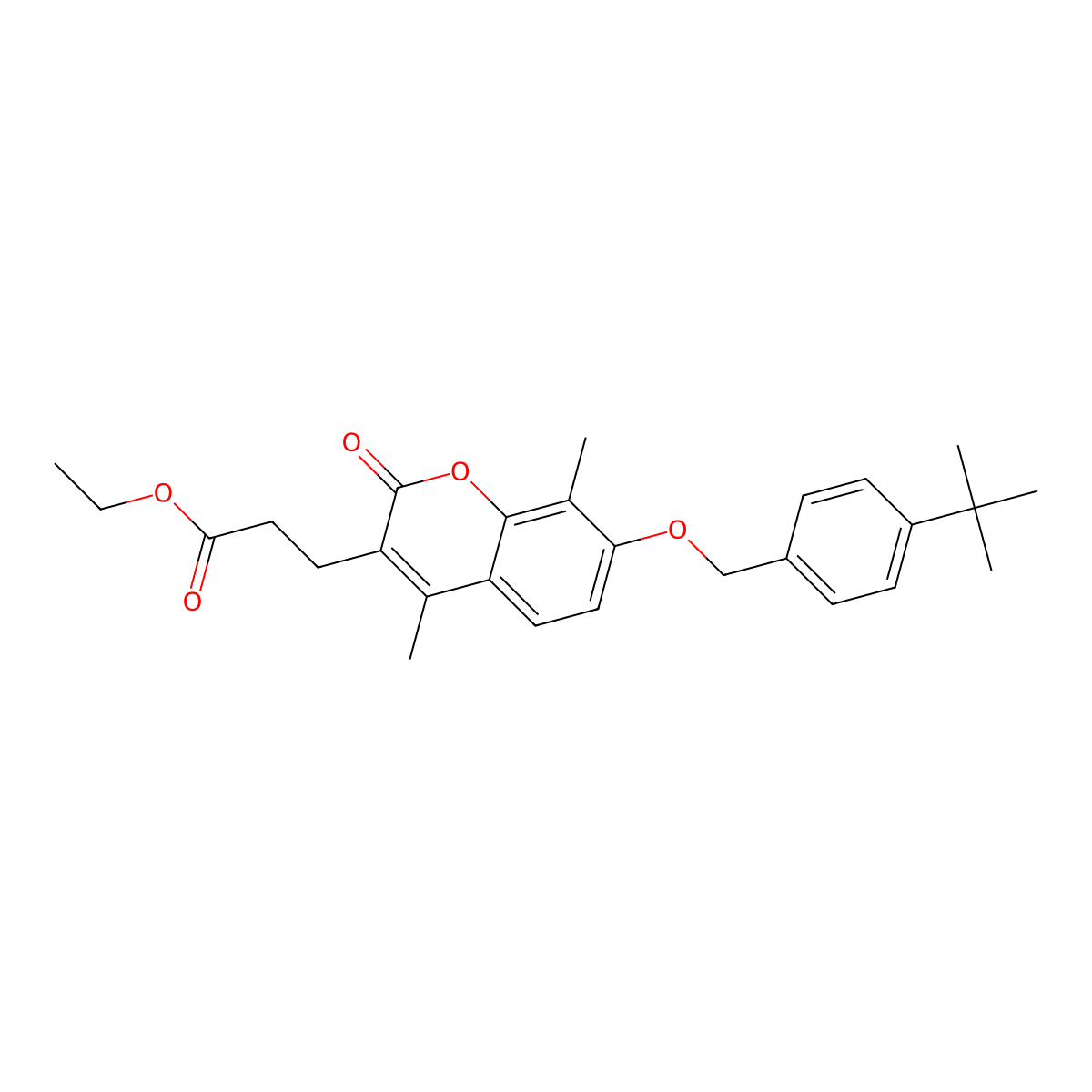 ethyl 3-{7-[(4-tert-butylbenzyl)oxy]-4,8-dimethyl-2-oxo-2H-chromen-3-yl}propanoate molecular structure, CAS 858751-47-0