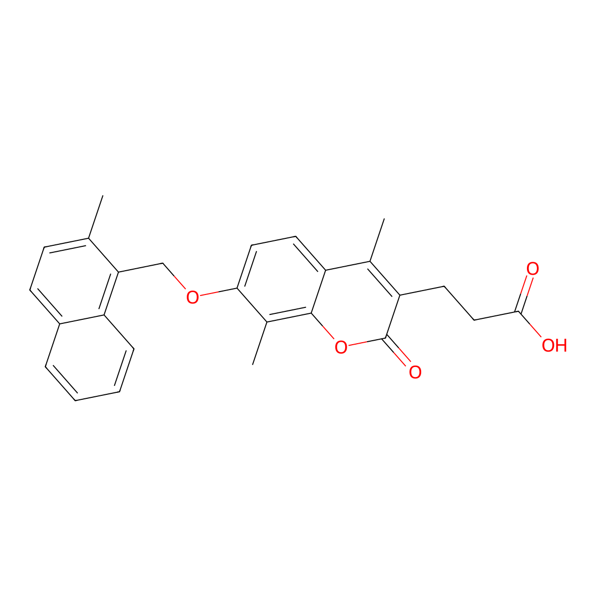 3-{4,8-dimethyl-7-[(2-methylnaphthalen-1-yl)methoxy]-2-oxo-2H-chromen-3-yl}propanoic acid molecular structure, CAS 858751-54-9