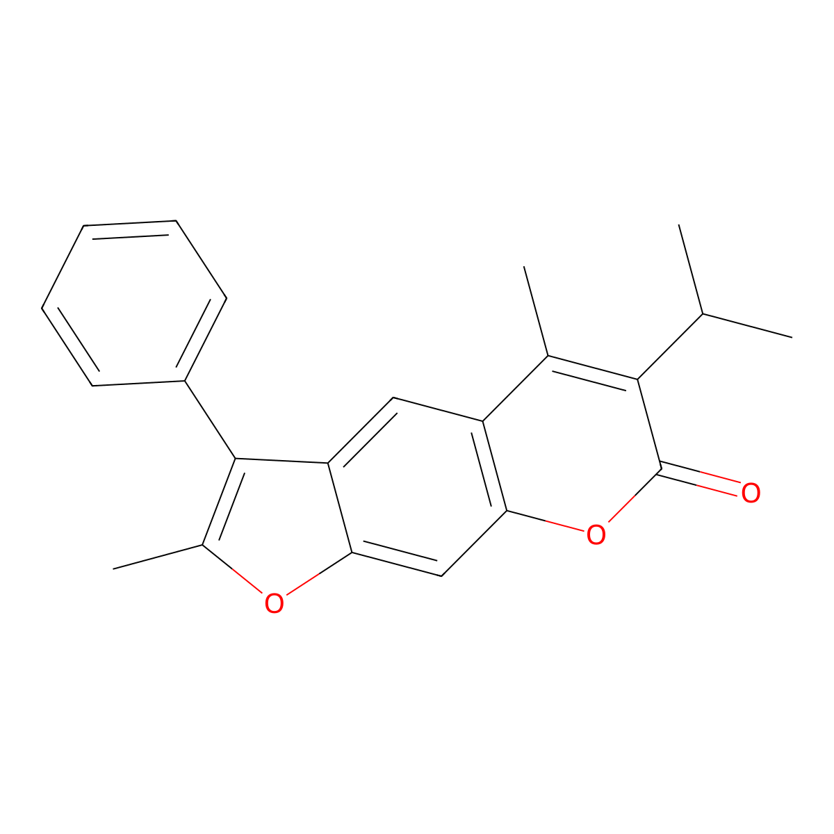 6-isopropyl-2,5-dimethyl-3-phenyl-7H-furo[3,2-g]chromen-7-one molecular structure, CAS 858751-58-3