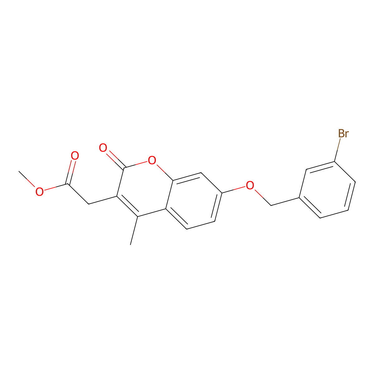 methyl {7-[(3-bromobenzyl)oxy]-4-methyl-2-oxo-2H-chromen-3-yl}acetate molecular structure, CAS 858751-69-6