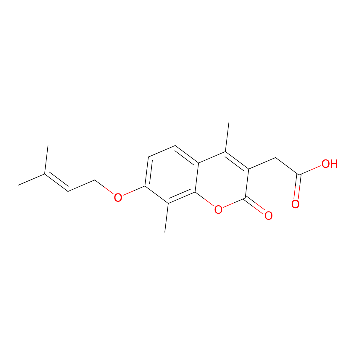 2-{4,8-dimethyl-7-[(3-methylbut-2-en-1-yl)oxy]-2-oxo-2H-chromen-3-yl}acetic acid molecular structure, CAS 858751-76-5