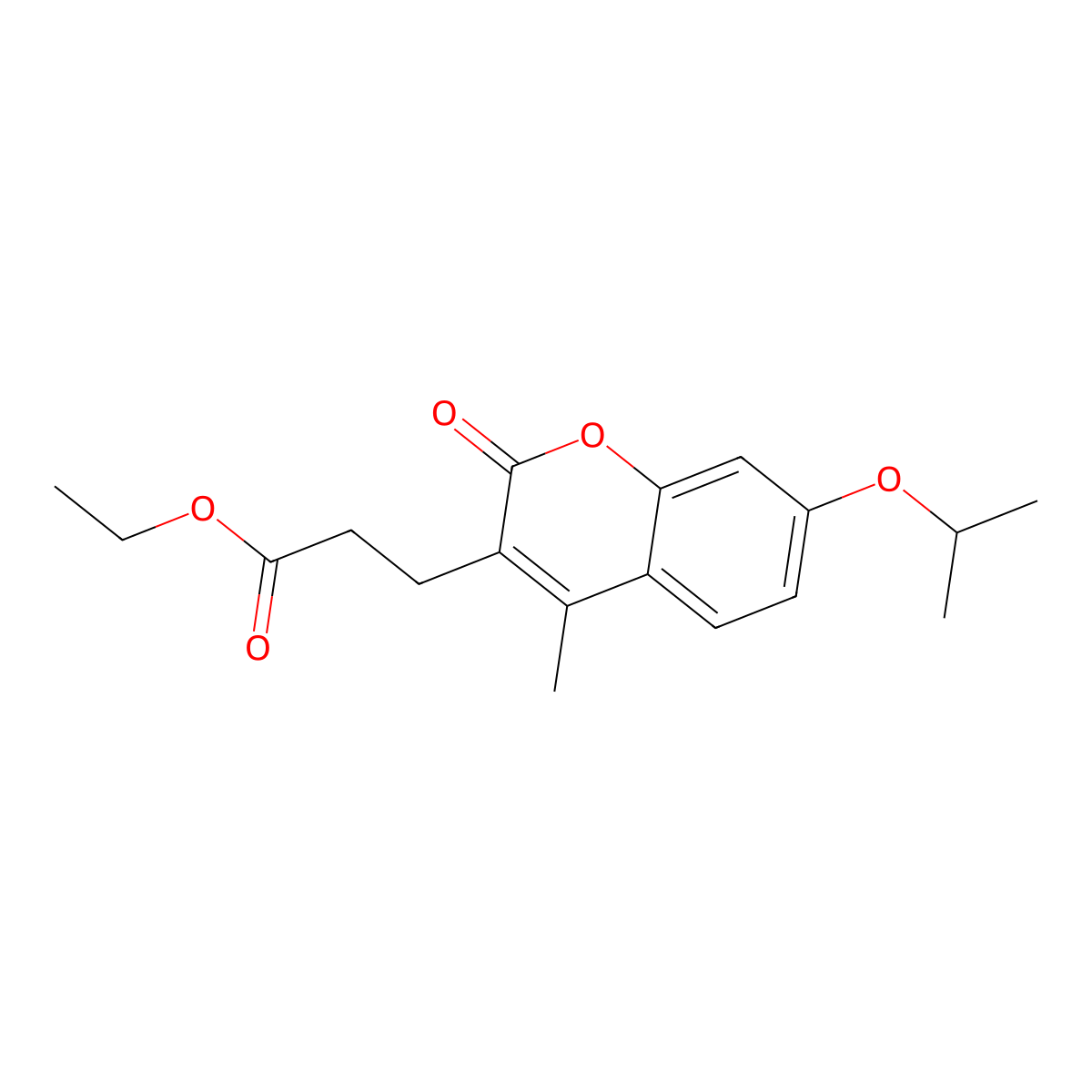 Ethyl 3-(4-methyl-2-oxo-7-propan-2-yloxychromen-3-yl)propanoate molecular structure, CAS 858751-78-7
