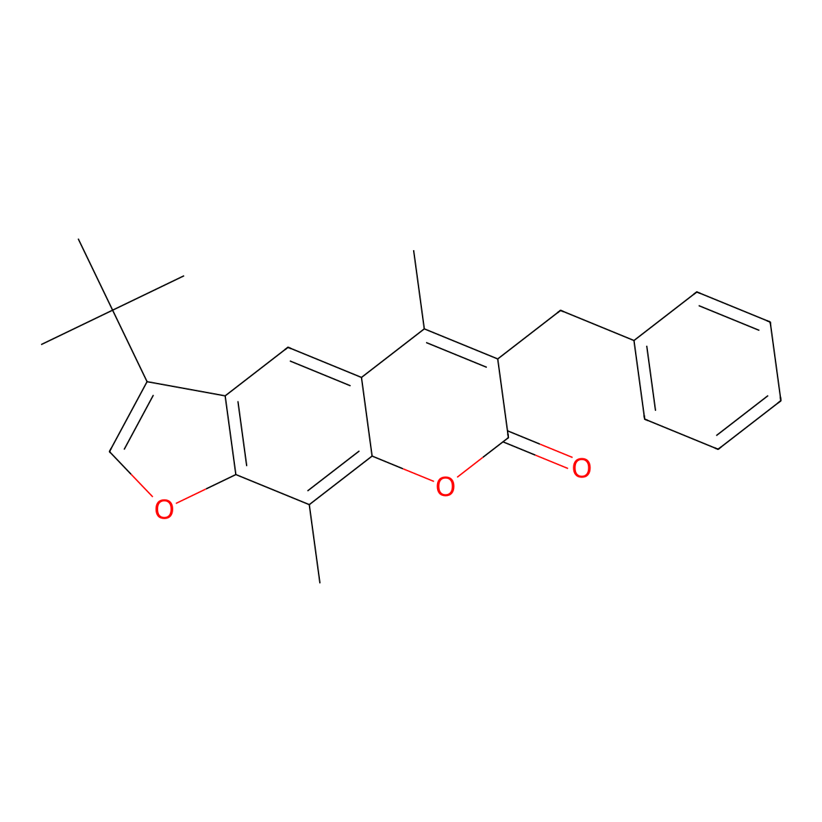 6-benzyl-3-tert-butyl-5,9-dimethyl-7H-furo[3,2-g]chromen-7-one molecular structure, CAS 858751-90-3