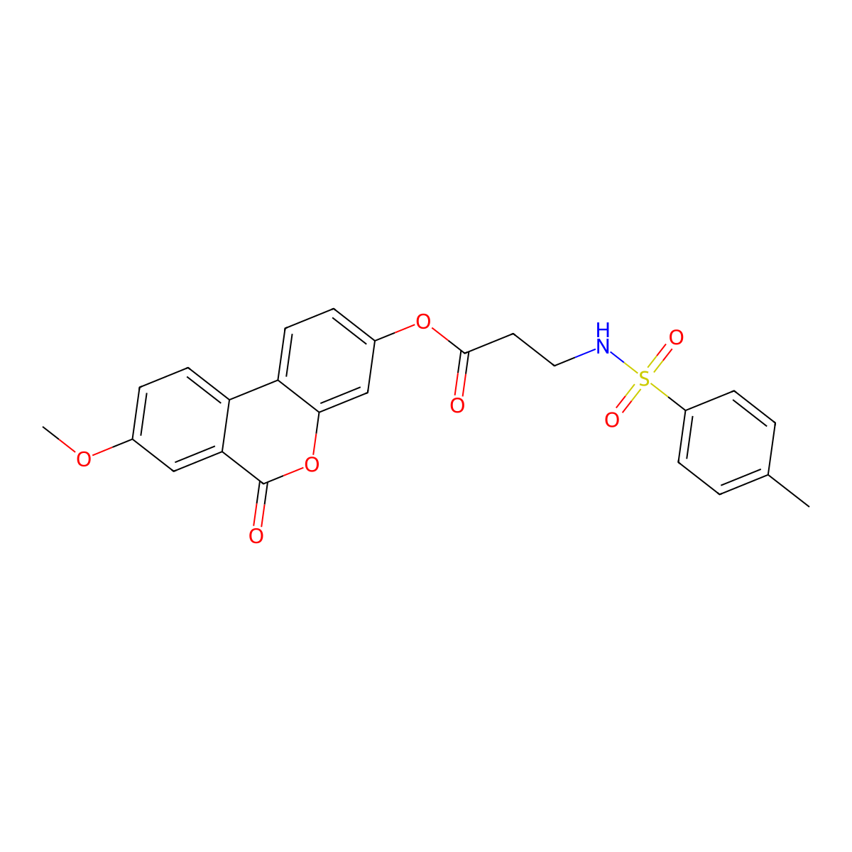 8-methoxy-6-oxo-6H-benzo[c]chromen-3-yl N-[(4-methylphenyl)sulfonyl]-beta-alaninate molecular structure, CAS 858751-91-4