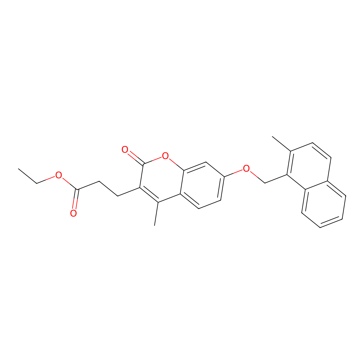 ethyl 3-{4-methyl-7-[(2-methylnaphthalen-1-yl)methoxy]-2-oxo-2H-chromen-3-yl}propanoate molecular structure, CAS 858751-96-9