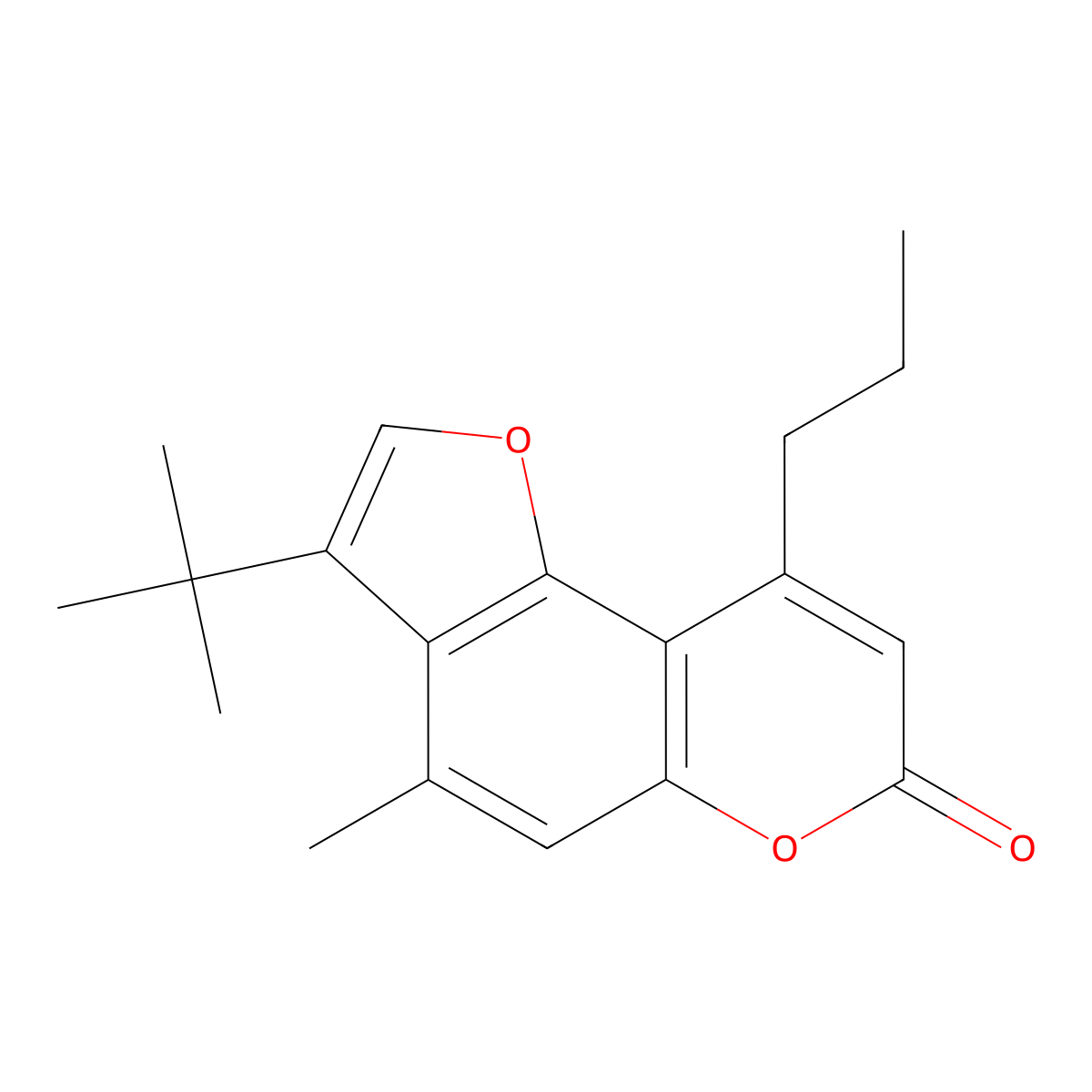 3-tert-butyl-4-methyl-9-propyl-7H-furo[2,3-f]chromen-7-one molecular structure, CAS 858751-99-2