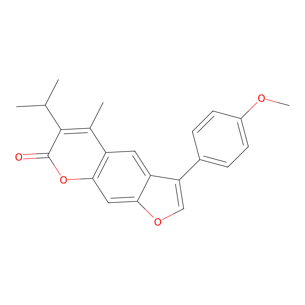 6-isopropyl-3-(4-methoxyphenyl)-5-methyl-7H-furo[3,2-g]chromen-7-one molecular structure, CAS 858752-02-0